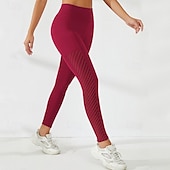 cheap Yoga Leggings &amp; Tights-Women&#039;s Yoga Pants Yoga Leggings Mesh Pocket High Waist Yoga Gym Workout Pilates Tights Black Burgundy Dark Navy Fall Sports Activewear Stretchy Slim