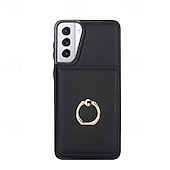 Недорогие Чехлы для Samsung-телефон Кейс для Назначение S24 Ultra Plus S23 S22 S21 S20 Ultra Plus FE A55 5G A14 A54 A72 А73 А53 A71 A12 Кейс на заднюю панель со стендом Кольца-держатели Разъем для карты Ретро ТПУ Кожа PU