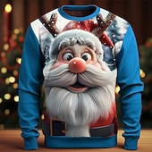 levne Santa Claus oblečení-Vánoce Pánské 3D tisk 3D 3D  komiks Mikiny Mikina Mikina Dlouhý rukáv Mikina Tričkový 3D Legrační 3D tisk Vánoce Dovolená Párty Výstřih ke krku 3D tisk 3D Zima Jaro &amp; podzim