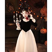 voordelige Sprookjesthemajurken-Kinderen Voor meisjes Feestjurk Effen Kleur Korte mouw Lange mouw 3/4 mouw Prestatie Halloween feest Netstof Prinses Cosplay Kostuum Zoet Netstof Halverwege kuit Schede jurk Tule-jurk Zomer Lente