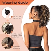 cheap Ponytails-Ponytail Extension, 14&quot; Short Wavy Drawstring Ponytail Lightweight Multi Layered Fake Pony Tails Hair Extensions Natural Soft Clip in Hair Extensions Ponytail