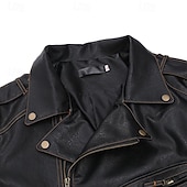 preiswerte Kunstlederjacke-Herren Kunstlederjacke Bikerjacke Vintage Lederjacke Straße Motorrad Thermowarm Tasche Frühling &amp; Herbst Einfarbig Streetwear Lässig Umlegekragen Regulär Kunstleder Schwarz Braun Jacken