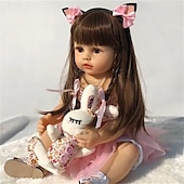 baratos Bonecas-Bonecas realistas de bebê reborn com roupas - Bonecas de silicone de 18 polegadas para meninas, bonecas de vida real com corpo inteiro de vinil, bonecas realistas e pesadas para crianças de 3 anos ou