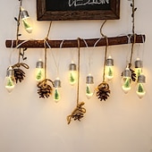 abordables Guirlandes lumineuses à piles-Guirlande lumineuse de Noël avec ampoules, flocons de neige, roses, 1,5 m, 10 LED, alimentée par batterie, décoration intérieure et extérieure pour la maison, fête du Nouvel An, décoration d&#039;arbre de
