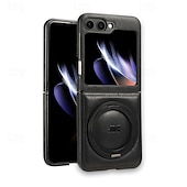 baratos Capa Samsung-telefone Capinha Para Samsung Galaxy Z Virar 6 Z Flip 5 Z Flip 4 Z Flip 3 Capa traseira Com Suporte Suporte para carregamento sem fio Antichoque Retro TPU Couro PU