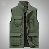 preiswerte Men&#039;s Vest-Herren Weste Angelweste Weste für Wanderer Täglich Verabredung Urlaub Modisch Brautkleider schlicht Frühling Sommer Gitter Tasche Polyester Atmungsaktiv Komfortabel Glatt Reisverschluss Ständer