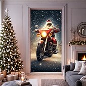 billige juledørdeksler-juledørdekorasjoner dørdeksler julemotor nissedør billedvev dørgardindekorasjon bakteppe dørbanner til inngangsdør gårdshus feriefest dekorutstyr innendørs/utendørs