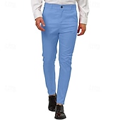 billige Chinos-Herre Dressbukser Mager Bukser kinesisk Knapper Lomme عادي Komfort Formell Fest Arbeid Mote Klassisk Stil Rosa Blå Mikroelastisk