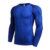 economico T-shirt e Canottiere da Corsa-Per uomo Maglia a compressione Maglia atletica Maglietta da Palestra Maglietta Fitness Manica Lunga Maglietta Casuale Athleisure Autunno Blocco di colori Asciugatura Rapida Morbido Traspirante