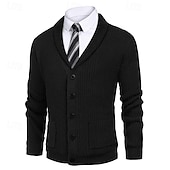 preiswerte Herren Strickjacke-Herren Strickjacke Kleid Pullover Strickpullover Gerippt Stricken Standard Knopf hoch Seitentaschen Feste Farbe Kargen Modisch Klassisch Freizeitskleidung Verabredung Bekleidung Herbst Winter