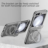 cheap Samsung Cases-Phone Case For Samsung Galaxy Z Flip 6 Z Flip 5 Z Flip 4 Z Flip 3 Back Cover with Stand Holder Magnetic Support Wireless Charging Retro TPU PC