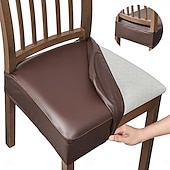 cheap Chair Cover-Waterproof PU Leather Seat Covers for Dining Room Stool Chair Cover Geometric Printed Polyester Slipcovers
