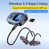Недорогие Автомобильные мультимедийные проигрыватели-2-в-1 Bluetooth-адаптер, приемник, передатчик с HD-дисплеем, аудиоадаптер Bluetooth 5.3, приемник для автомобиля со светодиодным дисплеем, AUX Bluetooth