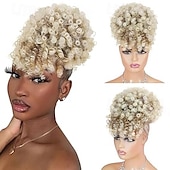 abordables Chignons-chignons Chignon A Clipser Cheveux Synthétiques Pièce de cheveux Extension des cheveux Afro bouclé Soirée du quotidien Usage quotidien Auburn Rouge Bordeaux Violet