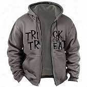 Men's Spooky Halloween Trick or Treat Graphic Full Zip Hoodie 14