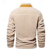 cheap Fleece &amp; 3 in 1 Jackets-Men&#039;s Hiking Jacket Hiking Fleece Jacket Winter Outdoor Patchwork Thermal Warm Fleece Lining Fleece Jackets Full Zip Climbing Camping / Hiking / Caving Traveling Cream Khaki