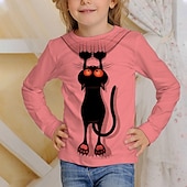 billiga Flickans 3D-djur-Flickor 3D Grafisk Djur T-shirt Långärmad Vår Höst Mode Grundläggande Barn 4-12 år Rund hals Utomhus Ledigt Dagligen Normal