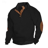 preiswerte Einfache Sweatshirts-Herren Sweatshirt Schwarz Weiß Armeegrün Khaki Grau Stehkragen Farbblock Patchwork Gerippt Strukturiert Sport &amp; Outdoor Täglich Ferien Polyester Strukturiert Streetwear Basic Lässig Frühling &amp; Herbst