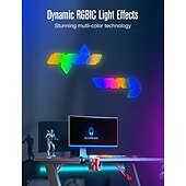 cheap Smart Lights-LED Smart Light Triangle Wall Panel Light RGB Color Rhythm App Controlled Gaming Tuya Wifi Bluetooth Remote Control Plate Quantum Lamp E-sports Intelligent Voice Controlled