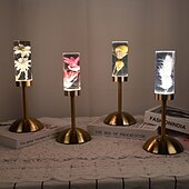 baratos Candeeiros de mesa-acrílico flor eterna candeeiro de mesa tri cor temperatura cor luz gradiente led criativo noite luz quarto lâmpada cabeceira atmosfera decoração ornamento aniversário presente usb 1pc