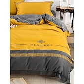 economico Collezione d&#039;elite-Set copripiumino da 4 pezzi, 100% cotone biologico, tessuto morbido e traspirante, include copripiumino e federe per un sonno confortevole.