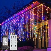 billige Elektrisk støpsel-utendørs juleistapper vindu gardinlys 6x1m-300led plugg i 9 farger fjernkontroll vindusvegglampe varm hvit rgb til soveromsfest hage julepynt 31v eu/us/au/uk plugg