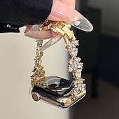 billiga Apple Watch-band-Solo loop Kompatibel med Apple Watch klockband 38mm 40mm 41mm 42mm 44mm 45mm 49mm Dam Bling Diamond Metalllås Legering Ersättningsurband för iwatch Ultra 2 Series 9 8 7 SE 6 5 4 3 2 1