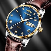 ieftine Ceasuri Quartz-Ceas de mână pentru bărbați Brand Trend Fashion Sports cu calendar dublu nocturn luminos automat complet ceas din oțel