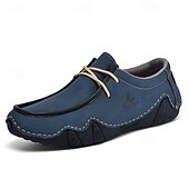 cheap Men&#039;s Slip-ons &amp; Loafers-Men&#039;s Green Casual Faux Leather Loafers with Brown Accents and Hand-Stitched Detailing – Lightweight Slip-On Moccasin Shoes for Outdoor and Everyday Wear