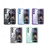 cheap Samsung Cases-Phone Case For S24 FE S25 Ultra Back Cover Magnetic Support Wireless Charging Shockproof Retro TPU Acrylic