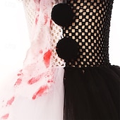 halpa Tyttöjen Halloween-asut-Lapset Tyttöjen Mekko Cosplay mekko Cosplay Custom Yhtenäinen väri Värikäs Hihaton Suoritus Juhla Halloween juhla Silmukka Tilkkutäkki Vintage Goottityyli Halloween Custom Polyesteri Polvipituinen A