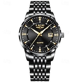 cheap Quartz Watches-LIGE Men Quartz Watch Minimalist Calendar Stainless Steel Watch