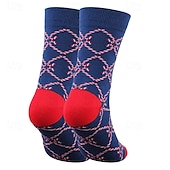 billiga herrstrumpor-Herr 5 par Multipack Socka Crew strumpor Vardagliga strumpor Julstrumpor Rubinrött Marinblå Färg Julgran Jul Dagligen Semester Medium Höst Vinter Mode Ledigt