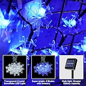 baratos Luzes solares de corda-Luzes de corda de fada à prova d&#039;água de floco de neve de natal com led solar 30/50/100 led 8 modos de iluminação para áreas externas quintal jardim feriado jardim casamento festa de ano novo