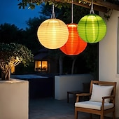 economico Luci paesaggistiche-Lanterna solare a globo da 12 pollici (30 cm) in stile cinese, luce a LED sospesa in nylon impermeabile IP65 per esterni, bianco caldo per giardino, festa, decorazione del cortile