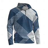 abordables Patrón Geométrico-Hombre Graphic Retazos Sudaderas Sudadera con un cuarto de cremallera Manga Larga Camisa de entrenamiento Escote Chino Diario Artístico Casual Impresión 3D Vacaciones Noche Ropa de calle Estampado