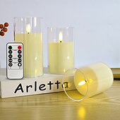 お買い得  キャンドルライト-キャンドル リモートコントロール ON / OFF クリスマス ハロウィーン AAAバッテリ駆動 3本