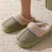 economico Pantofole da casa-pantofole pelose con suola spessa autunno&amp;amp;pantofole invernali in cotone per esterni con interno in caldo peluche spesso e confortevole per la casa