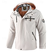 cheap Sport Jacket-Men's Winter Coat Winter Jacket Sport Coat Hiking Jacket Outdoor Camping &amp; Hiking Waterproof Windbreaker Zipper Pocket Fall Winter Solid Color Fashion Streetwear Hooded Regular Black White Navy Blue