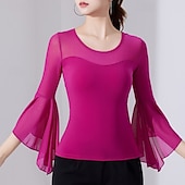 voordelige Latin danskleding-Latijnse dans Top Prints Pure Kleur Gesplitst Dames Prestatie Opleiding 3/4 mouw Hoog Polyester