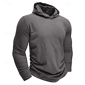baratos camisetas básicas-Homens Camiseta Moletom Manga Longa Com Capuz Primavera Outono &amp; inverno Côr Sólida Tradicional / Vintage Com Capuz Ao ar livre Casa Desportos e Ar livre Branco Azul Marinha Cinzento Escuro Top Tee