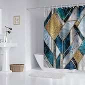 baratos Cortinas de Banho-Cortina de Chuveiro com Ganchos 180cm*180cm(70&quot;*70&quot;) Poliéster Lavável à Prova d&#039;Água com Padrão para Decoração de Banheira de Banheiro Mármore Abstrato