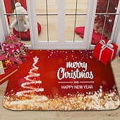 economico Bagno di Natale-tappetini da bagno natalizi creativi tappeti assorbenti da bagno in flanella antiscivolo