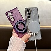 Χαμηλού Κόστους Samsung Θήκη-τηλέφωνο tok Για Z Διπλώστε 6 Z Fold 5 Z Fold 4 Z Fold 3 Πίσω Κάλυμμα με βάση στήριξης Υποστήριξη ασύρματης φόρτισης Bling Glitter Shiny Ρετρό TPU Επιμετάλλωση