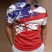economico Polo Patriottico 250-4 luglio 2026 250° Per uomo Bandiera Americana Veterani Polo con zip Maglia da golf Manica Corta Magliette polo Camicie con Colletto Casual Abbigliamento casual alla moda Abbigliamento da vacanza
