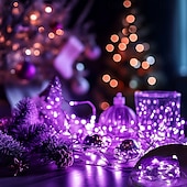 economico Striscie luci a batteria-luci a corda in filo di rame impermeabile da 1 m a 10 m alimentate a batteria per luci decorative per interni ed esterni non conduttive per Natale, Halloween, matrimoni, festival