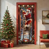abordables Couvre-portes de Noël-bannière de noël décorations de porte de Noël, couvertures de porte, échelle de Père Noël, tapisserie de porte, , décoration, toile de fond, bannière de porte pour porte d&#039;entrée