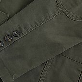 billige Blazere for menn-Herre Blazer Virksomhet Cocktailfest Bryllupsfest Mote Fritid Vår &amp; Vinter 100 % bomull Helfarge Knapp Lomme Bekvem Enkeltkneppet Blazer Svart Grønn Kakifarget