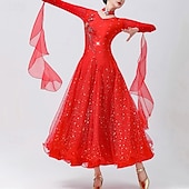voordelige Ballroom danskleding-ballroom dansjurken voor vrouwen smooth waltz tango great swing lange mouwen dansoutfit wedstrijdjurk