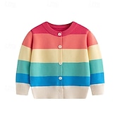 Bambino Da ragazza Ritorno a scuola Cardigan Arcobaleno Scuola Manica lunga Bottoni Giornaliero 4 anni + Autunno Multicolore economico Maglioni e cardigan per bambine-Bambino Da ragazza Ritorno a scuola Cardigan Arcobaleno Scuola Manica lunga Bottoni Giornaliero 4 anni + Autunno Multicolore
